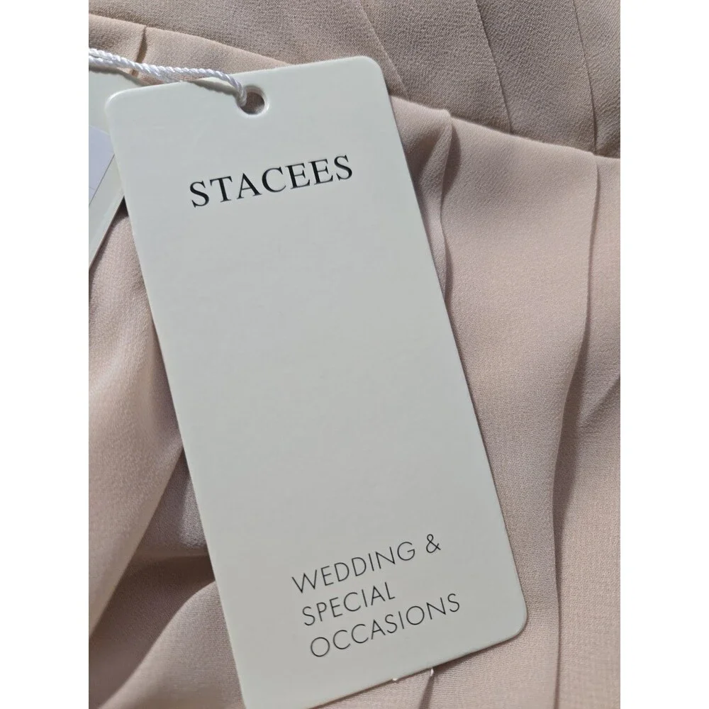 Stacees Champagne Bridesmaid Wedding Prom Formal Gown Size 8 NWT